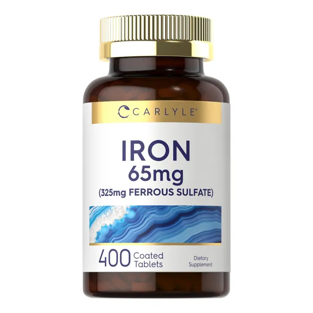 Suplemento de sulfato ferroso de hierro Carlyle 65 mg 400 comprimidos