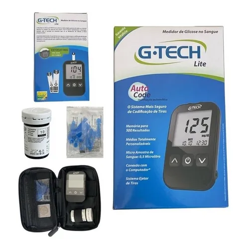 Dispositivo medidor de glucosa para diabetes G-tech Lite Complete Combo, color negro