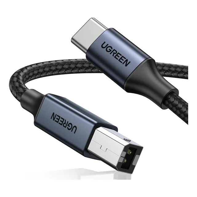 Cable Para Impresora Usb C Thunderbolt 3 A Usb B 2mts Ugreen Color Negro