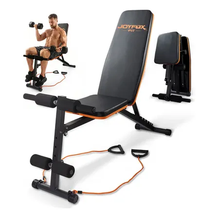 Banco Musculação Para Academia Regulável Suporta Até 350kg Ajustável Ginásio Doméstico Joyfox Fit Cor Laranja