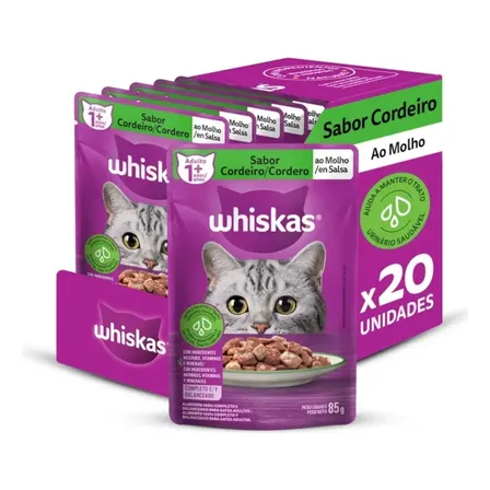 Pack Ração Úmida Whiskas Sachê Cordeiro 85g 40 Und