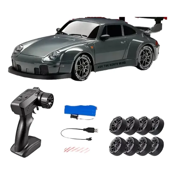 Drift Rc 4wd Alta Velocidad Con Luces Neumáticos Extras 1:24