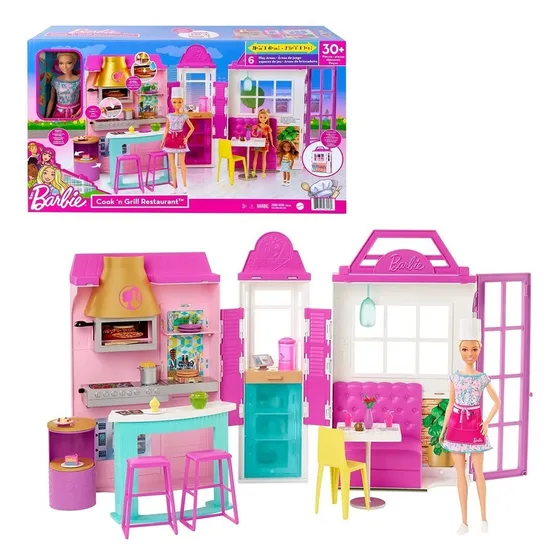 Barbie Restaurante Con Muñeca Cocina Y Accesorios - Niñas