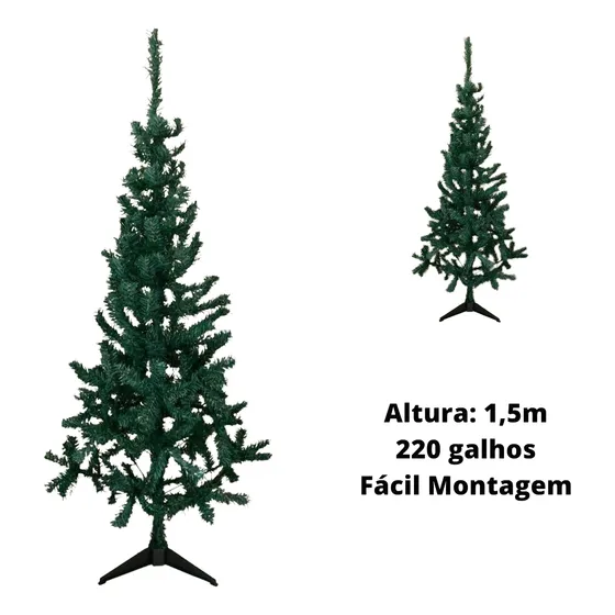 Arvore De Natal 1 Metro E Meio 220 Galhos E Pe De Plastico