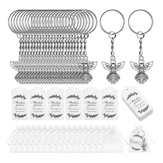 50pc Llaveros De Ángel Regalo Para Bautizo Con Bolsa Organza 50pc Llaveros De Ángel Regalo Para Bautizo Con Bolsa Organza