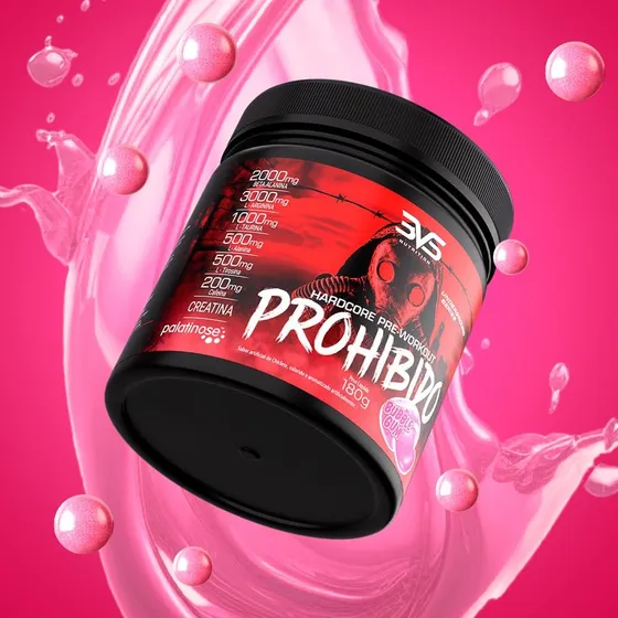 Pré Treino Prohibido Com Creatina E Beta Alanina 360g - Sabor: Bubble Gum - 3VS Nutrition