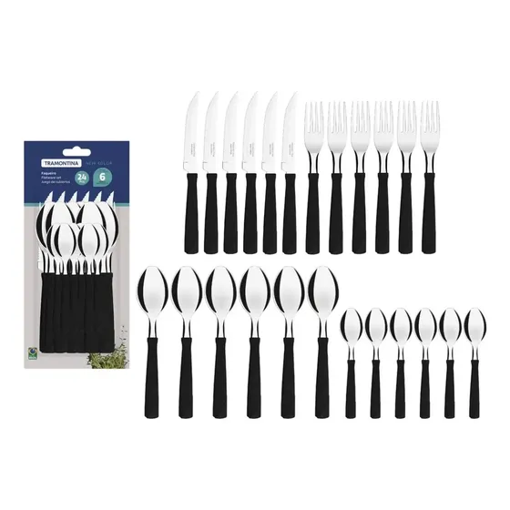 Juego de Cubiertos Tramontina New Kolor 24 piezas - Negro