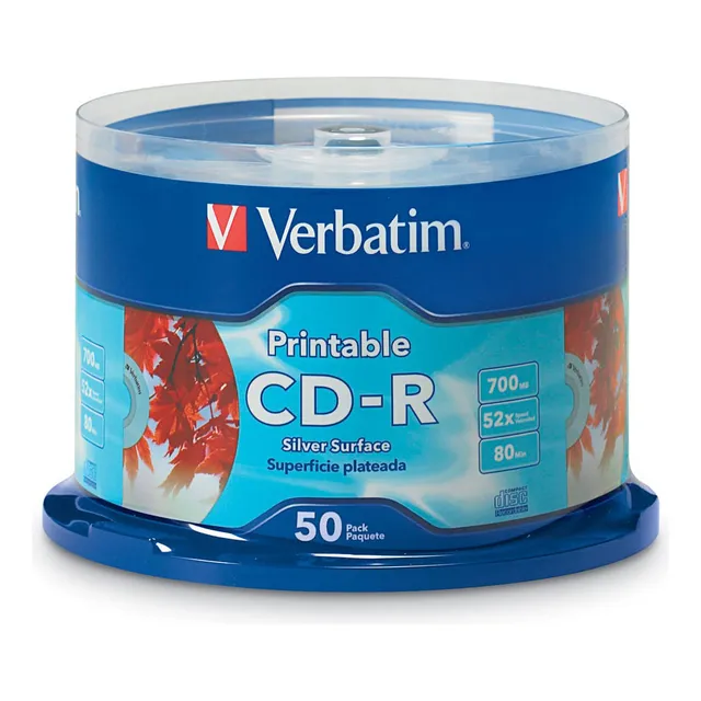 Pack Cd-r Verbatim Imprimible 52x 80min 700mb 50 Unidades