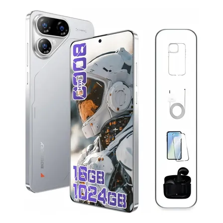 Celulares De Gama Alta Barato Pava Curve 2,teléfono Móvil 5g Desbloqueado,16gb Ram 1024gb Rom,cámara 108mp,8000mah,android 15,regalo Auriculares Plateado