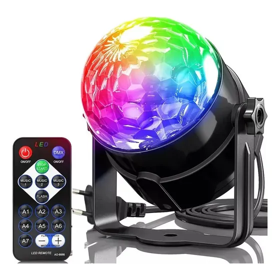 Mini Globo Jogo De Luz Giratorio Festa Balada Dj Led Rgb