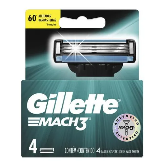 Repuesto Afeitadora Gillette Mach3 Dispenser X4 Color Azul Acero