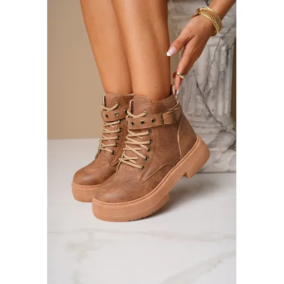 Bota Borcego Acordonado Puglia Plataforma Diseño Moda Full