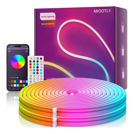 Fita De Led Rgb Neon 10m Bluethooth Ip67 À Prova De Água Rgb 127/220v 24v