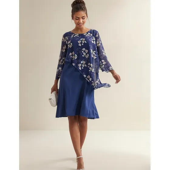 Vestido Gasa Y Licra Plus Size Talles Grandes Vizenta Moda