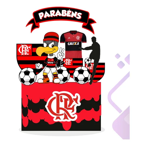 Topo - Topper - Decoração De Bolo - Time Flamengo