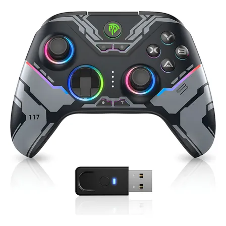 Easysmx X15 Bluetooth Inalámbrico Gamepad Efecto Hall Joystick Control Para Windows Pc Android Steam Y Switch Mando Para Gamer 3 Modos De Conexión Con Rgb 1000mah Bateria