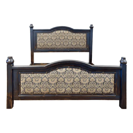 Cama Color Oscuro Con Cabecera Y Piecero Tapizados  Bed05