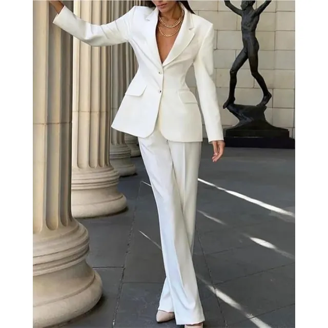 Traje Sastre De Dos Piezas Modelo 6047-1 Blanco Lisa L