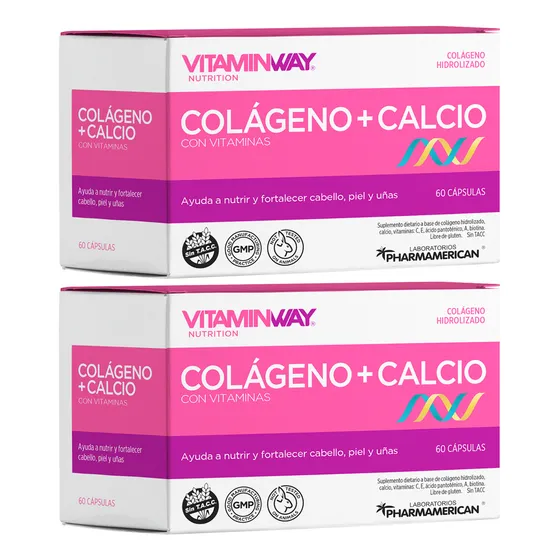 Vitamin Way Kit X2 Colágeno Calcio Cabello Piel Uñas 60c 3c