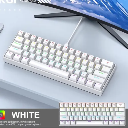 Teclado Mecánico Para Juegos Apayado K61 60% Con Cable Rgb White-blue Switch Inglés Us