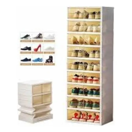 Zapatera Genérica 9 Niveles Color Crema 45 Cm Plegable