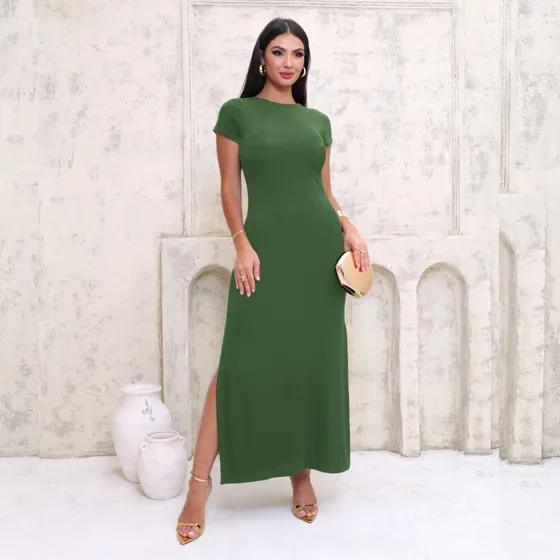 Vestido Básico Longo Maxi Para Usar Com Tênis Lycra Tds31