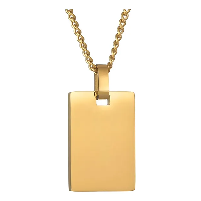 Collar Hombre Placa Joya Militar Regalo Plata Enchapada Oro 
