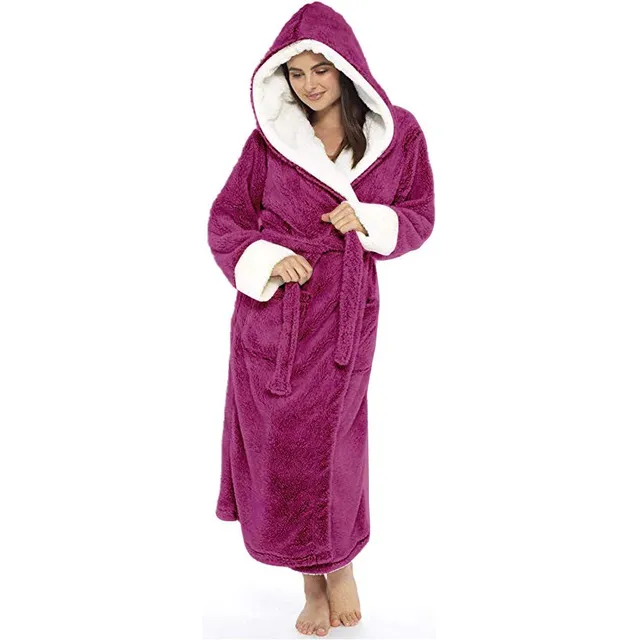 Albornoz Largo Suelo Para Mujer Alta Forro Polar Suave Hogar
