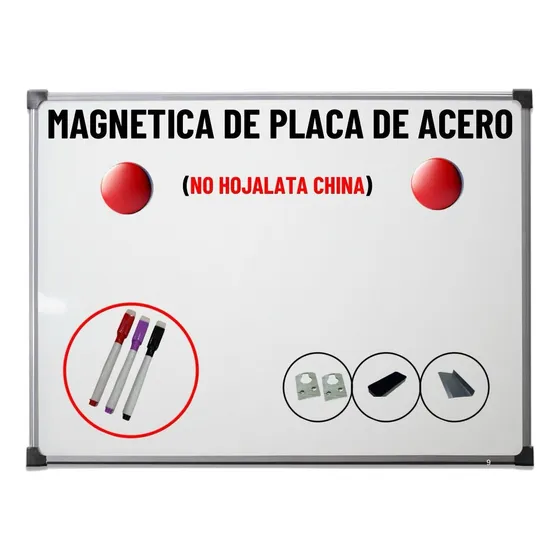Pizarra Blanca Magnética C/ 3 Marcadores 80x140 +accesorios
