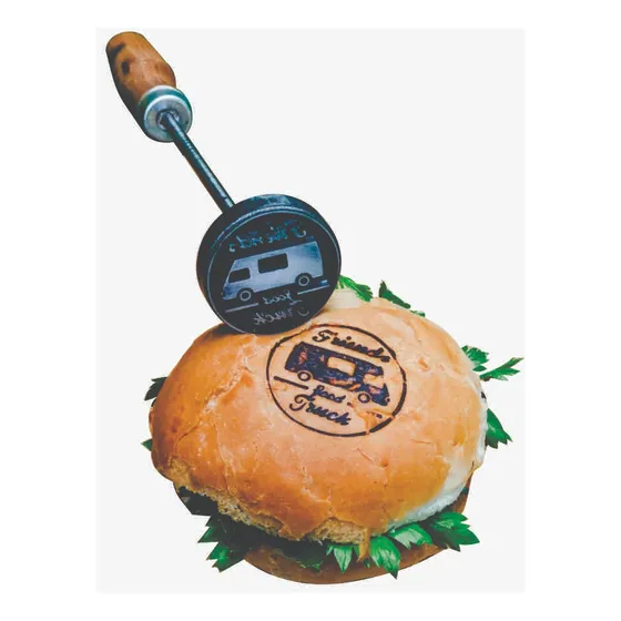Carimbo  Para Pão De Hamburguer Personalizado + Cabo Manual 