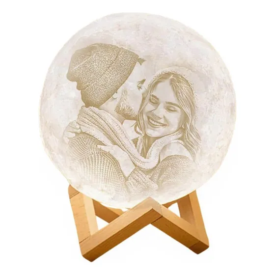 Luminária De Lua Cheia Personalizada Com Foto 20%off Estrutura Madeira