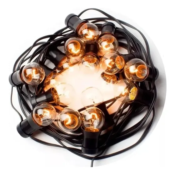 Guirnalda De Luces Con Focos 20 Metros Vintage Decoración Co Color Negro