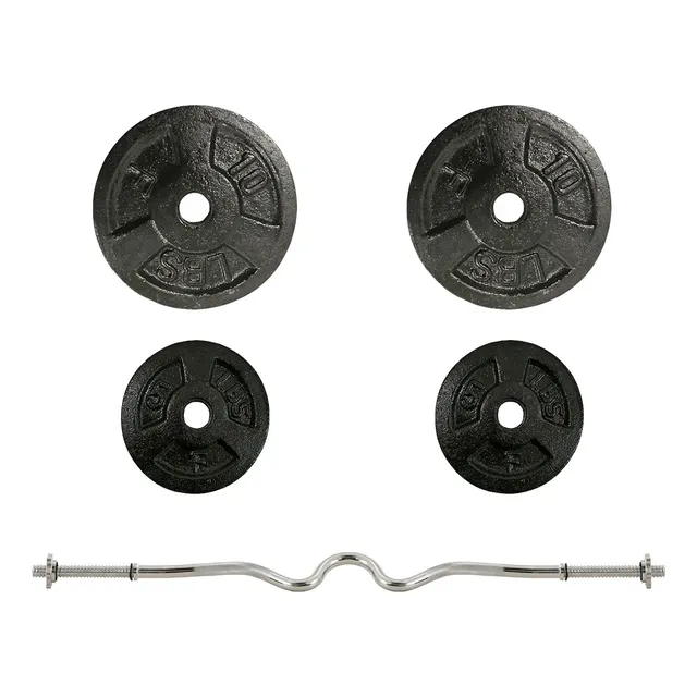 Barra Pesas Z  De Potencia + 30 Lbs En Discos Set Gimnasio