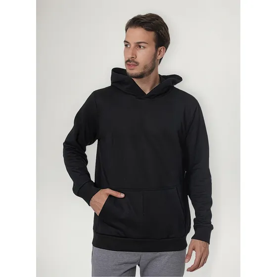 Buzo Canguro Liso Hombre Frisa C Capucha Y Bolsillos Talles 