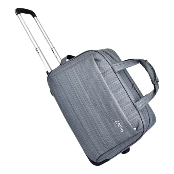 Bolsa Mala De Viagem Com Rodinhas De Bordo Avião Resistente Impermeável Grande Carrinho Funcional Masculina Feminina Compacta Flexível Ónibus Sacola Prática Mochila Premium Zafin Cor Cinza