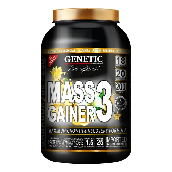 Mass Gainer 3 Genetic 1.5 Kilos Ganador Peso Fuerza Recupero