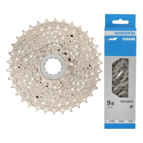 Pacha + Cadenilla Bicicleta Shimano Cassette Hg400 9v Hg53