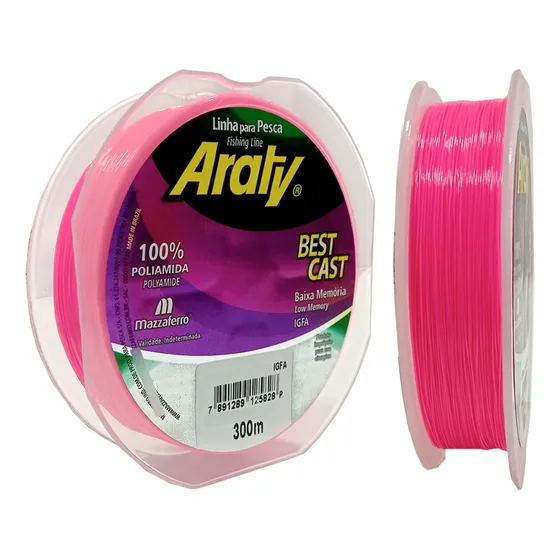 03- Linha Mono Araty Best Cast 300m 0,30mm Rosa - Mazzaferro