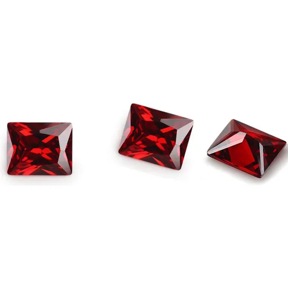 Pacote Com 3 Unidades De Rubi Sintético De 5x7mm Retangular Vermelho Rubi Sintético
