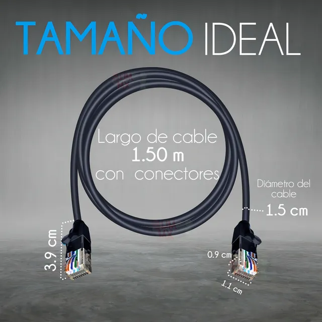 Cable Para Red Cat6 Vention Rj45 Ethernet Utp Negro 1.5m