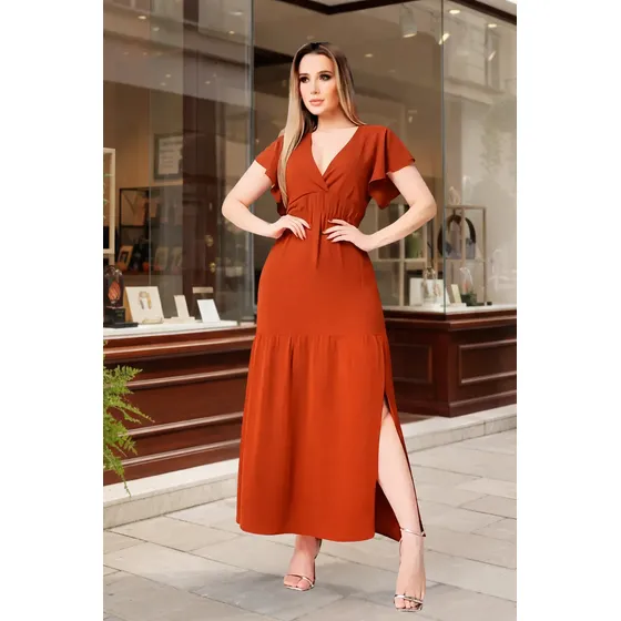 Vestido Longo Feminino Elegante Duna Com Fenda Lateral