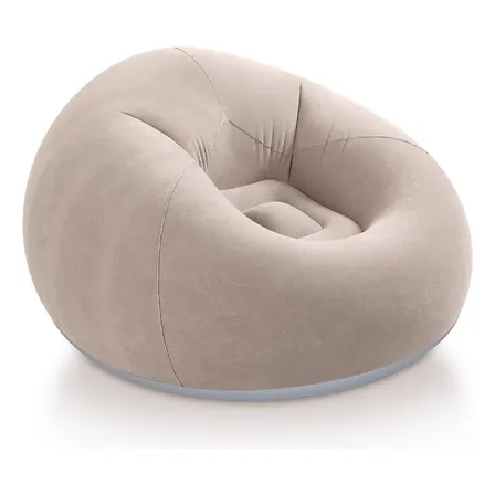 Poltrona Puff Inflável Aveludado Sofá Portátil Preguiçoso Bege