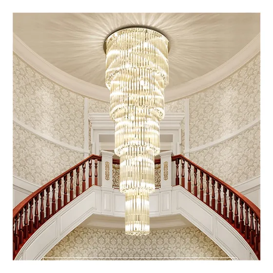 Lampara Araña Moderna Led Cristal Escalera Larga Loft Simple