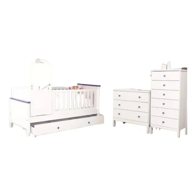 Cama Cuna Funcional Ludmila- Mdf Laqueado-  Con Carro- 