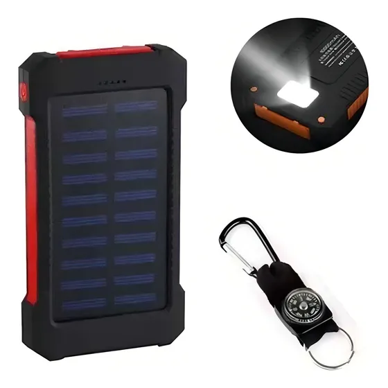 Funda De Banco De Energía Solar De Carga Rápida Usb De 2 Pue Color Rojo Voltaje De Circuito Abierto 0v Voltaje Máximo Del Sistema 0v