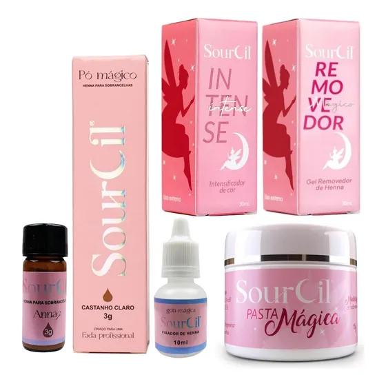 Kit Sobrancelha Intensificador Henna Pasta Magica Removedor 