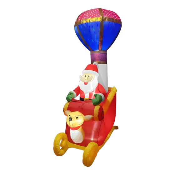 Inflable Santa En Trineo Con Cabeza De Renoy Globo 2.4 Metro