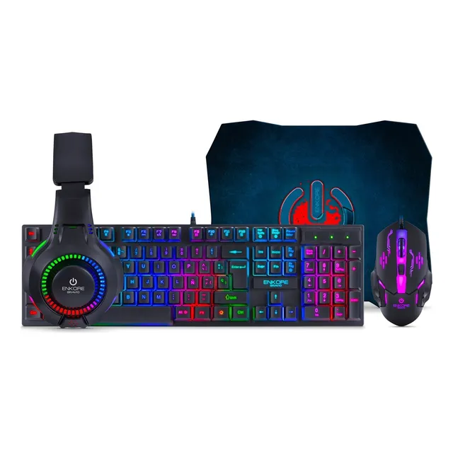 Kit Gamer Enkore 4 En 1 Brain Teclado+ Mouse + Audifono +pad