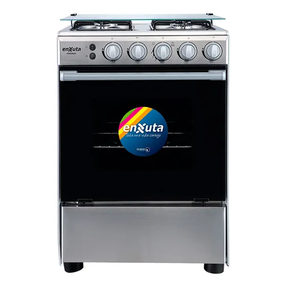 Cocina A Gas 4 Hornallas Enxuta Cenx9604i Inox Grill Superio Color Gris