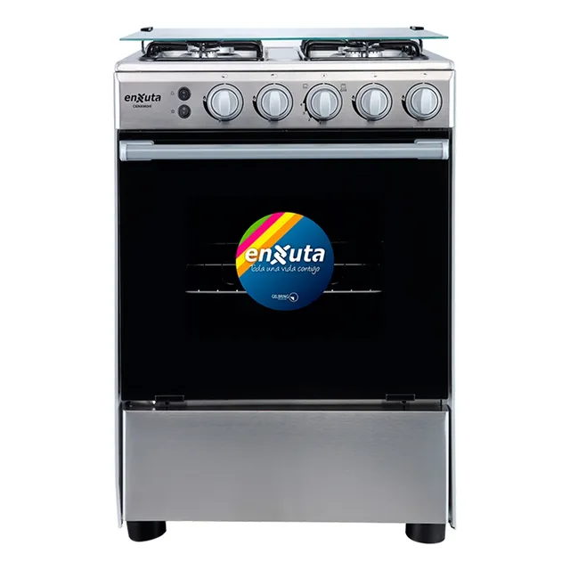 Cocina A Gas 4 Hornallas Enxuta Cenx9604i Inox Grill Superio Color Gris